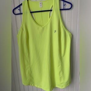 Fila Sport (Large) V- Neck Racerback Tank Top; Lemon Yellow; Perfect Condition